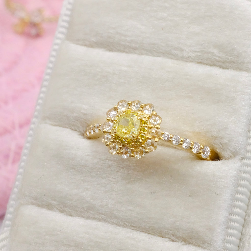 Natural Fancy Intense Yellow Diamond Ring