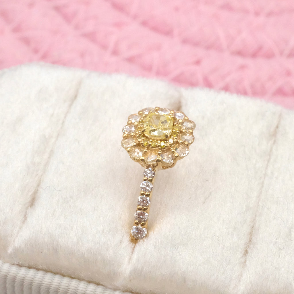 Natural Fancy Intense Yellow Diamond Ring