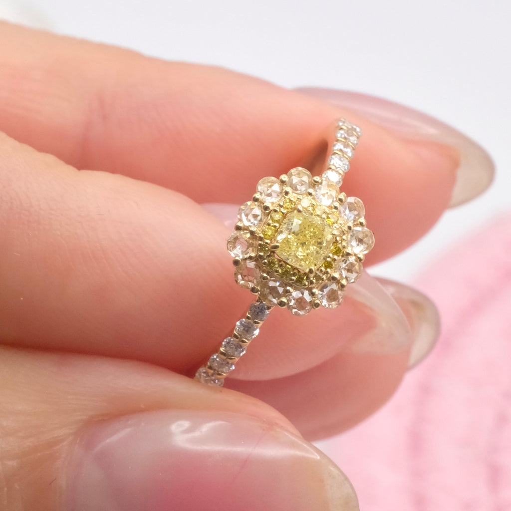 Natural Fancy Intense Yellow Diamond Ring