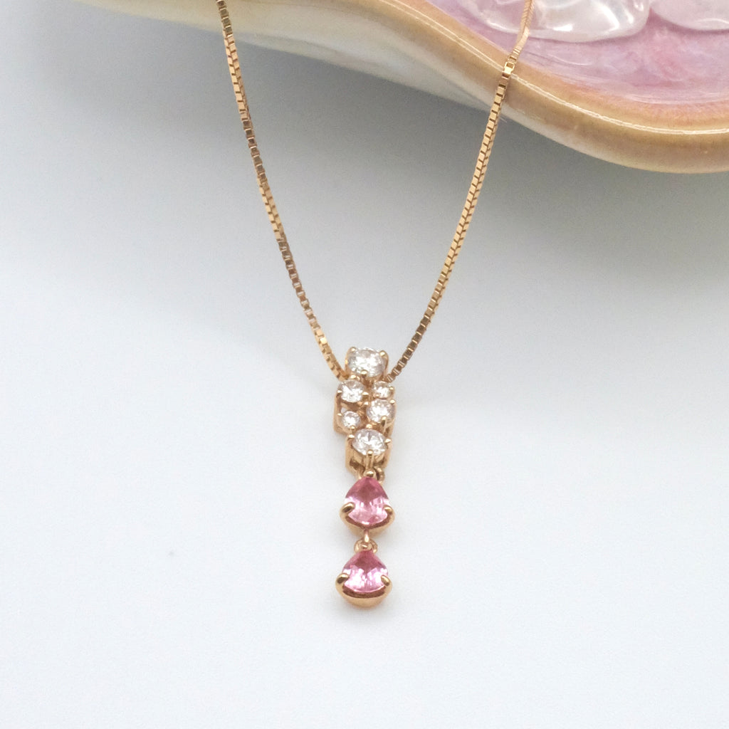 Padparadscha Diamond Pendant Necklace