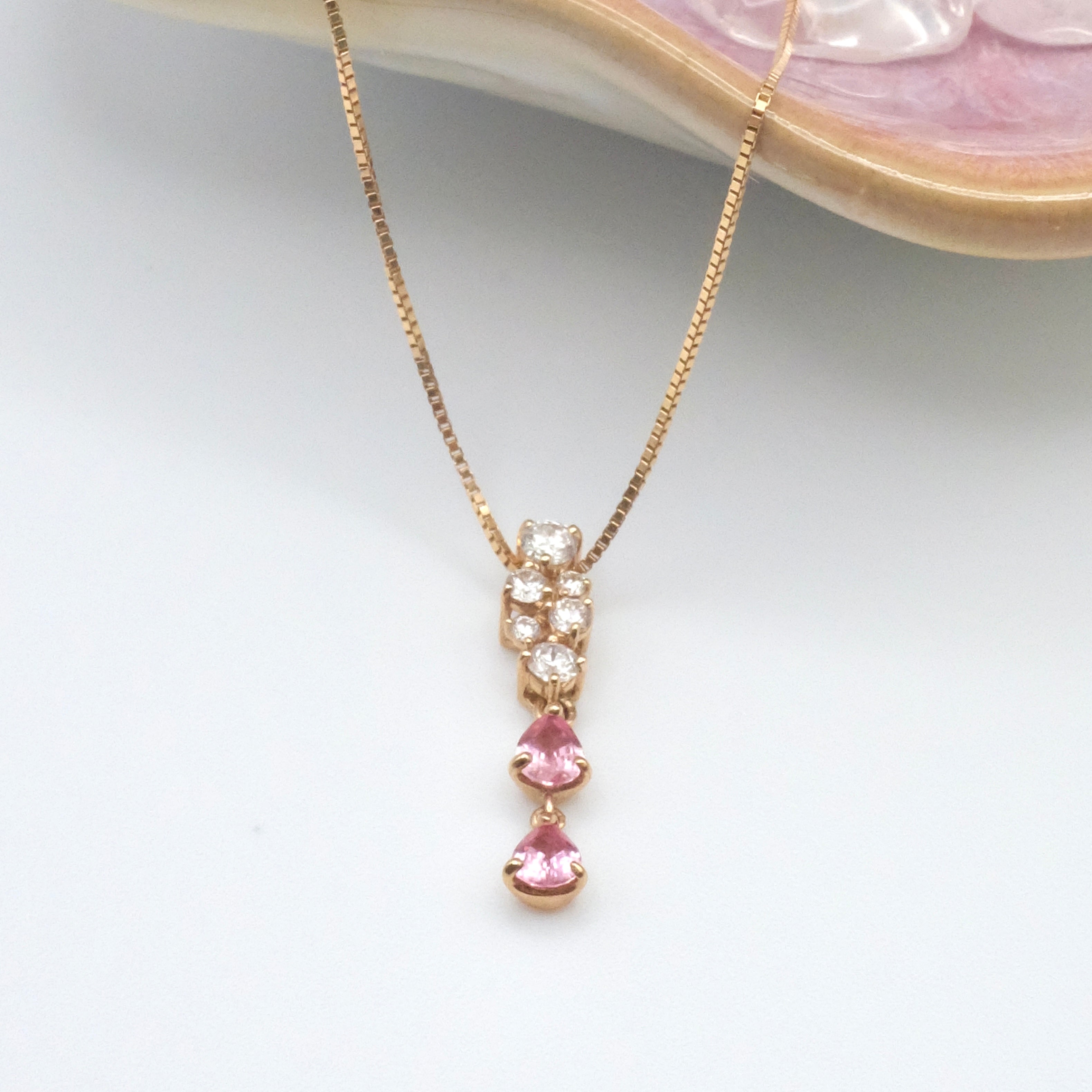 Padparadscha Diamond Pendant Necklace
