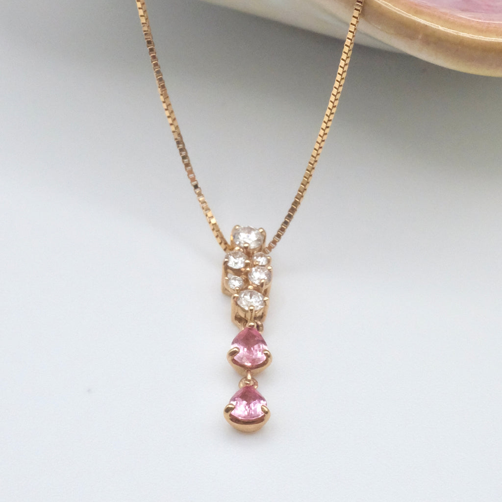 Padparadscha Diamond Pendant Necklace