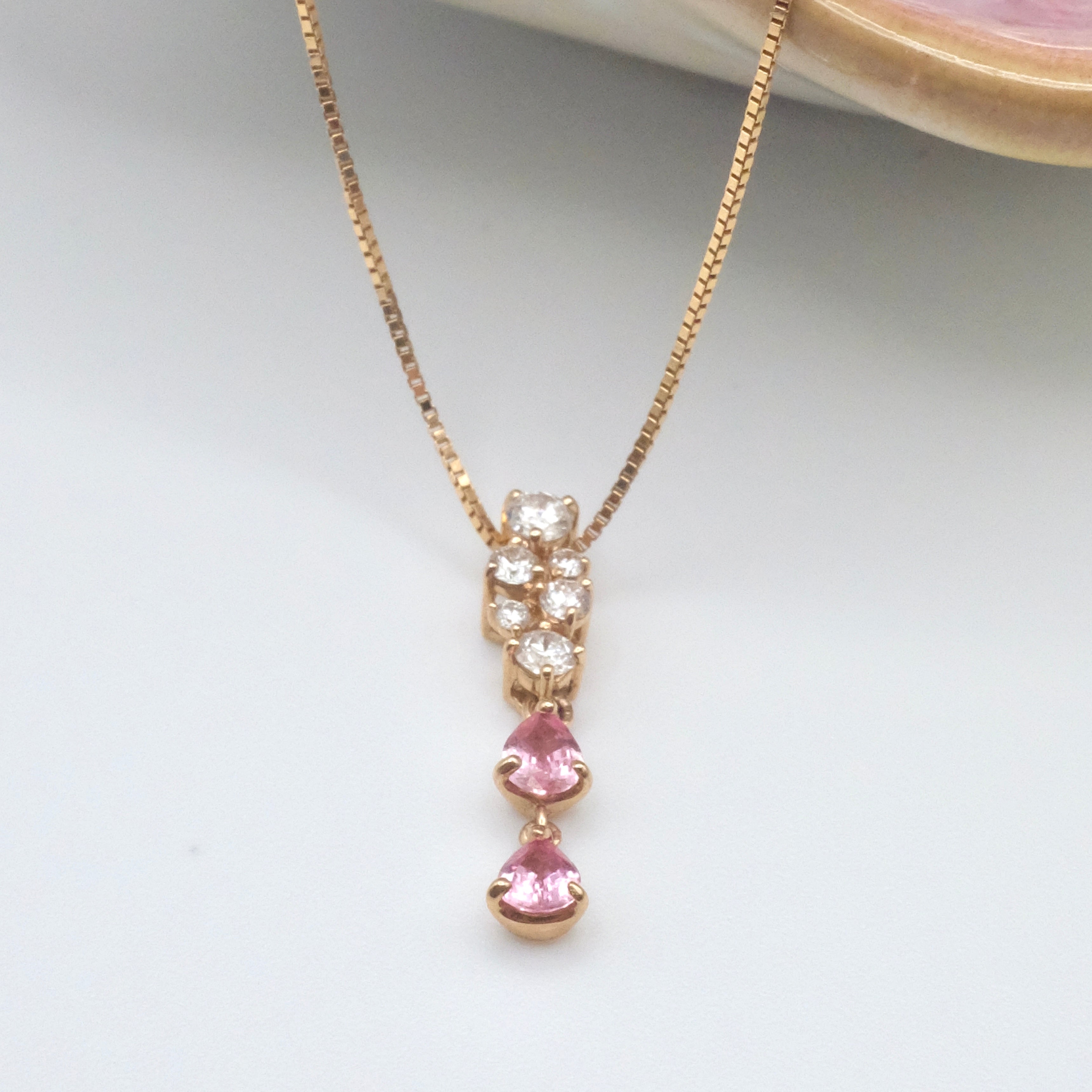 Padparadscha Diamond Pendant Necklace