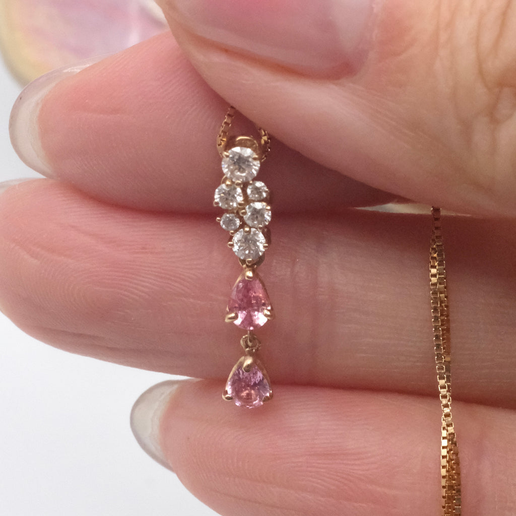 Padparadscha Diamond Pendant Necklace