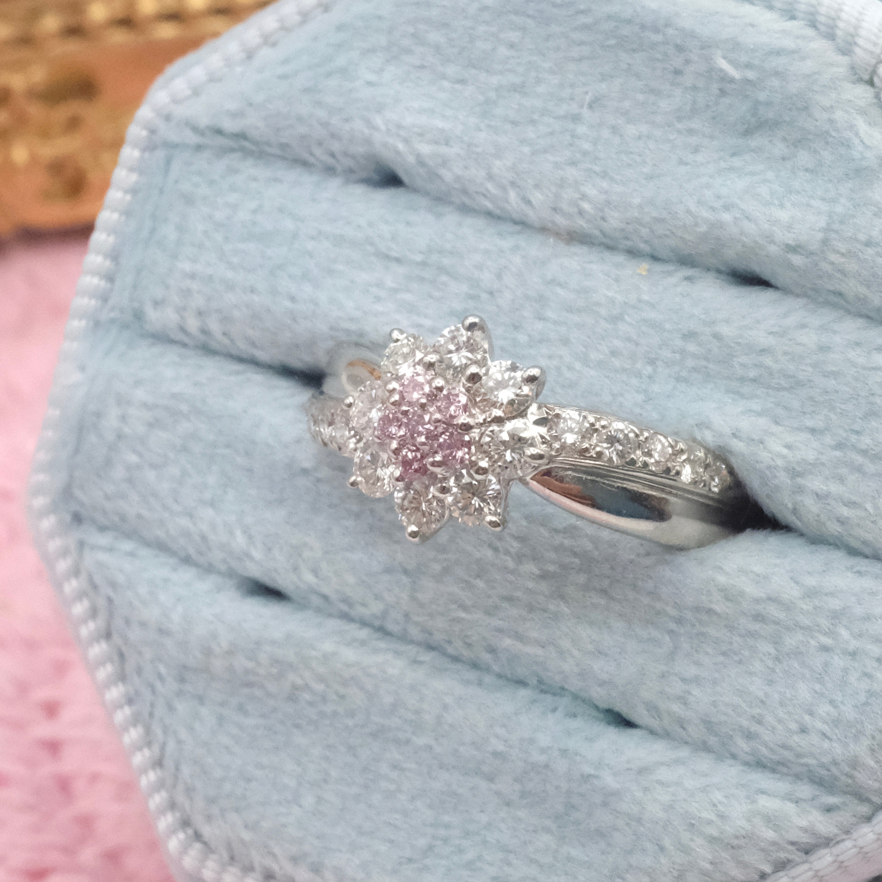 Natural Pink Diamond Flower Ring