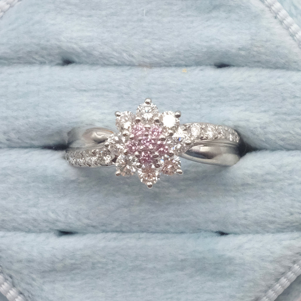Natural Pink Diamond Flower Ring