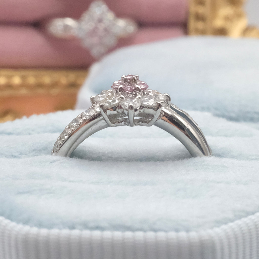 Natural Pink Diamond Flower Ring