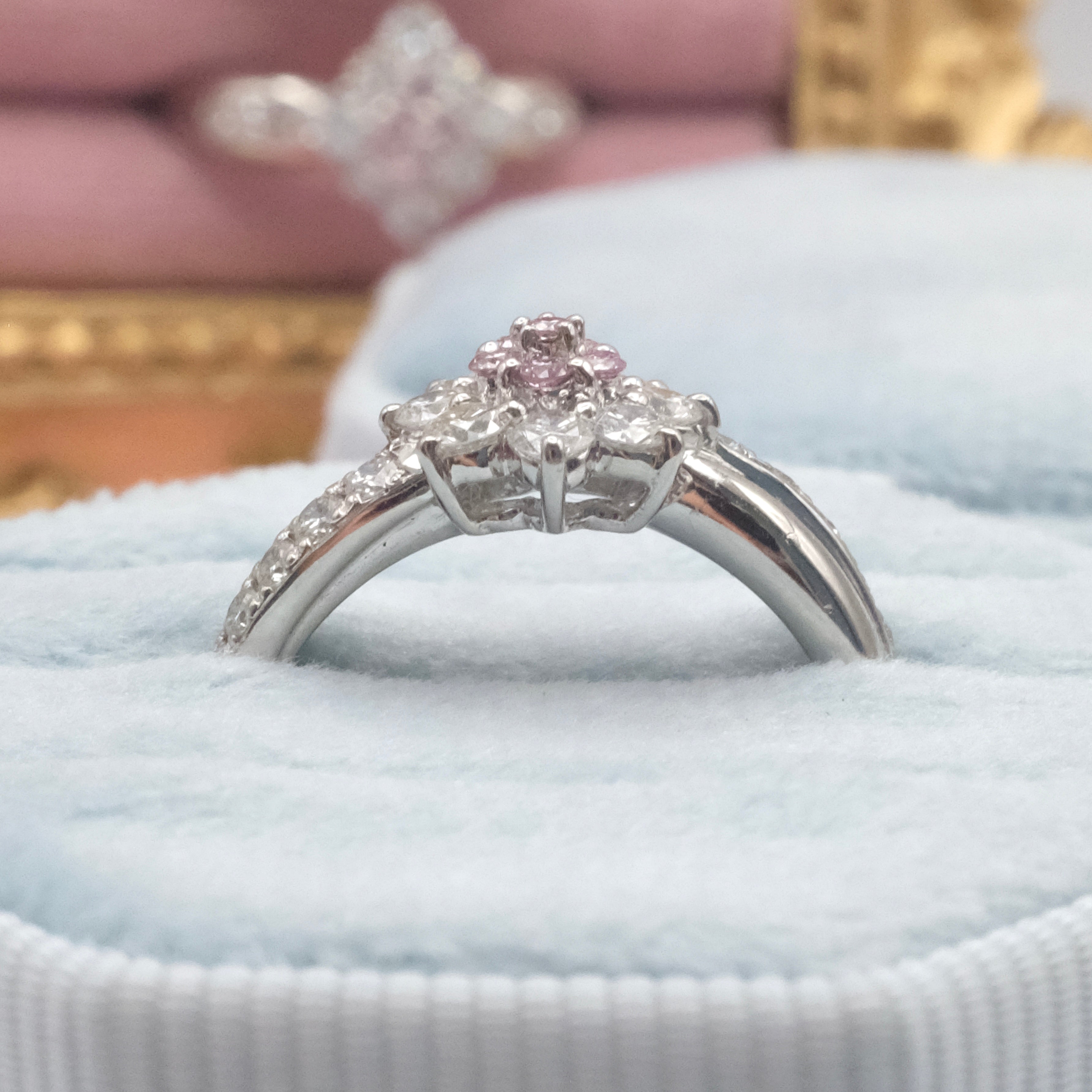 Natural Pink Diamond Flower Ring