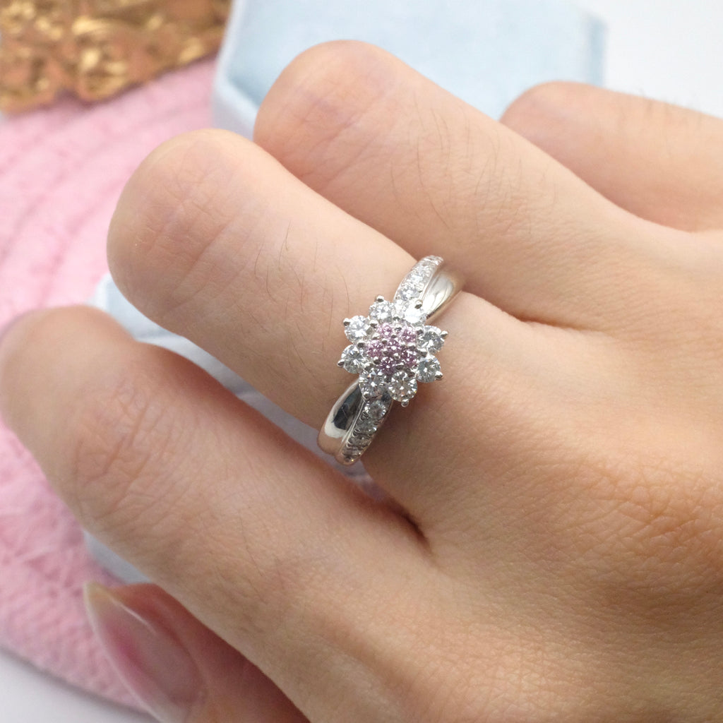 Natural Pink Diamond Flower Ring