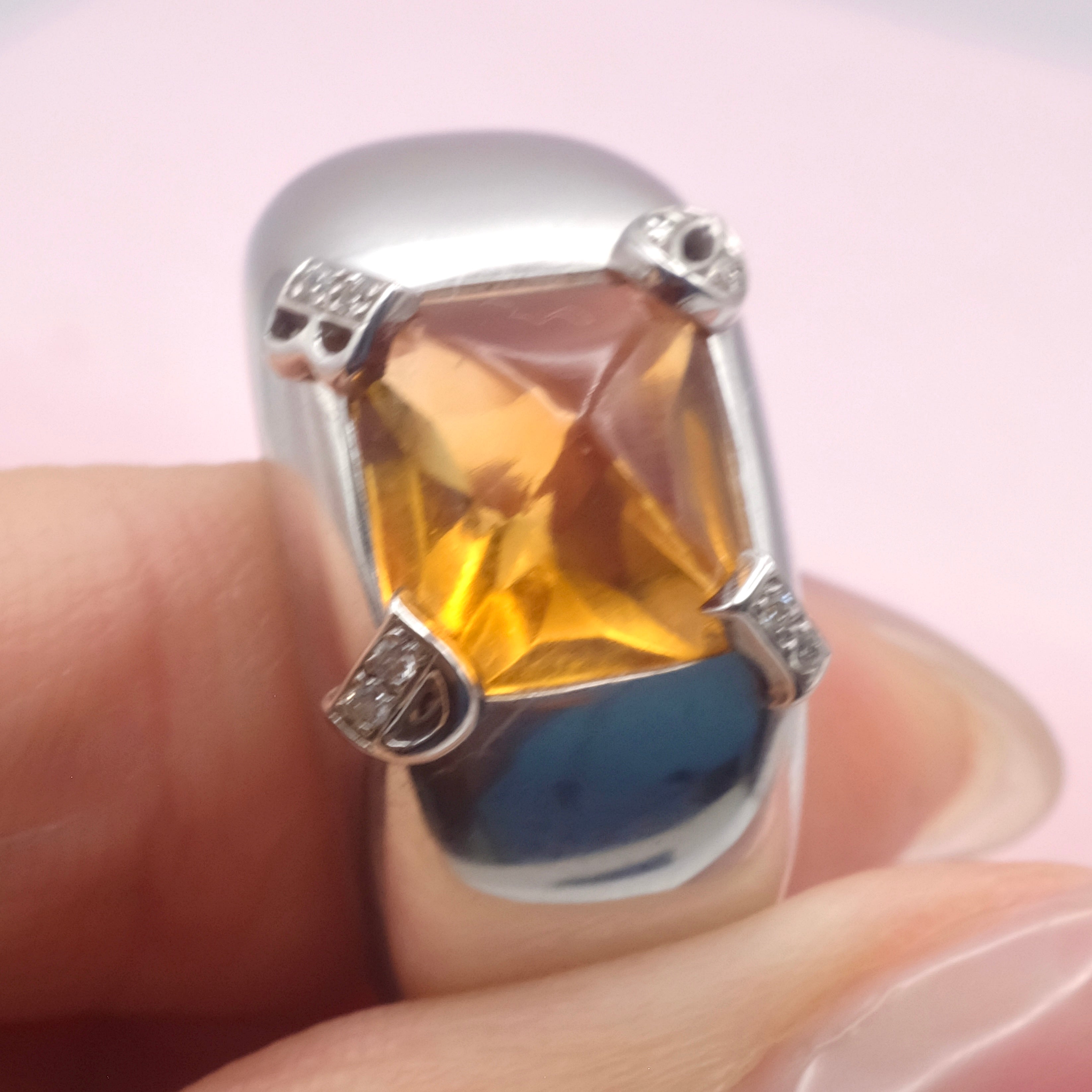 Vintage Dior Citrine Ring Sugarloaf Cut Citrine Statement Ring