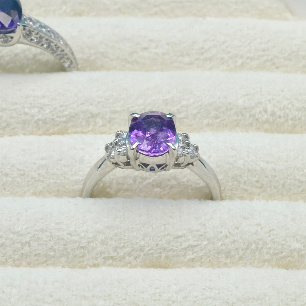GIA Certified Unheated Natural Purple Sapphire Diamond Ring
