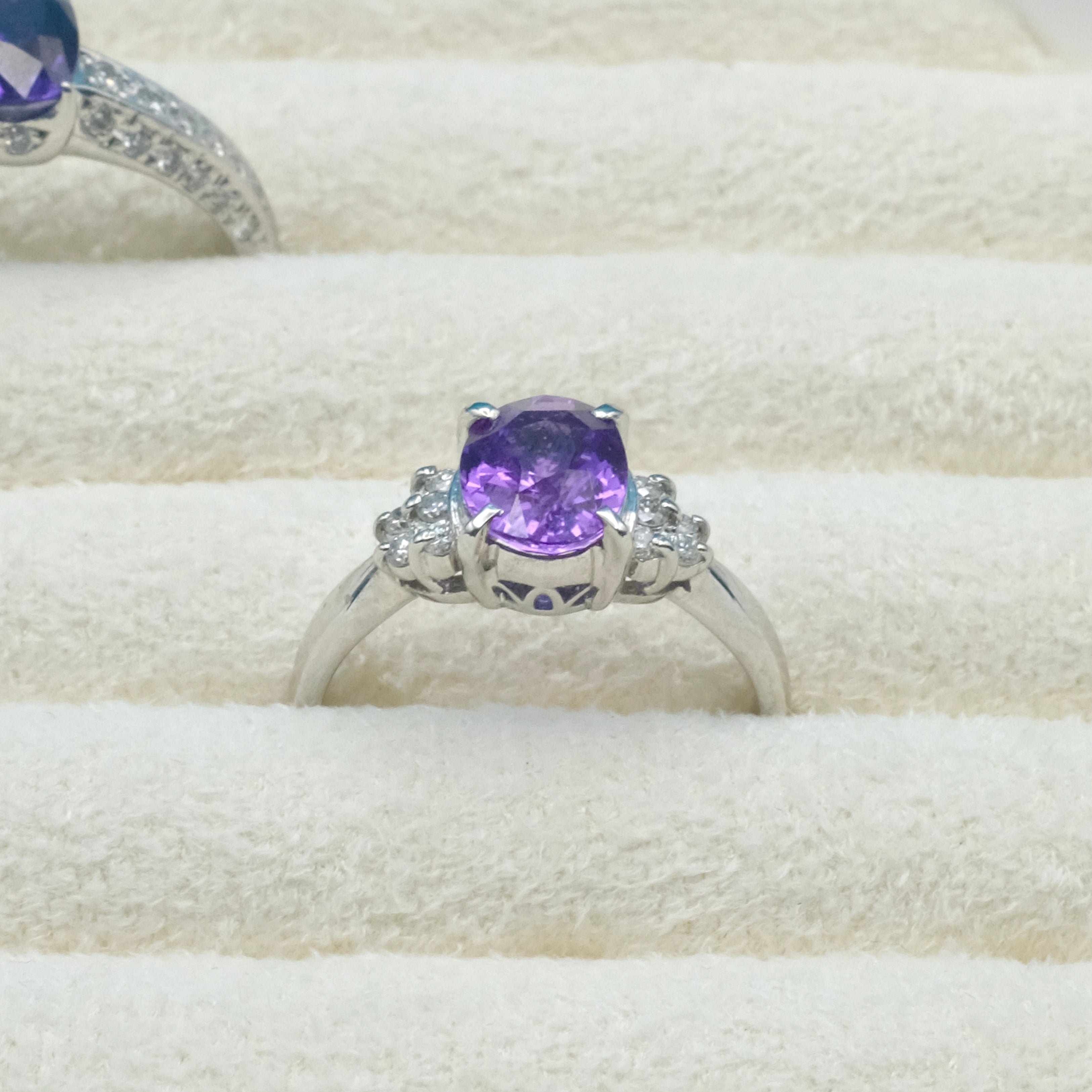 GIA Certified Unheated Natural Purple Sapphire Diamond Ring