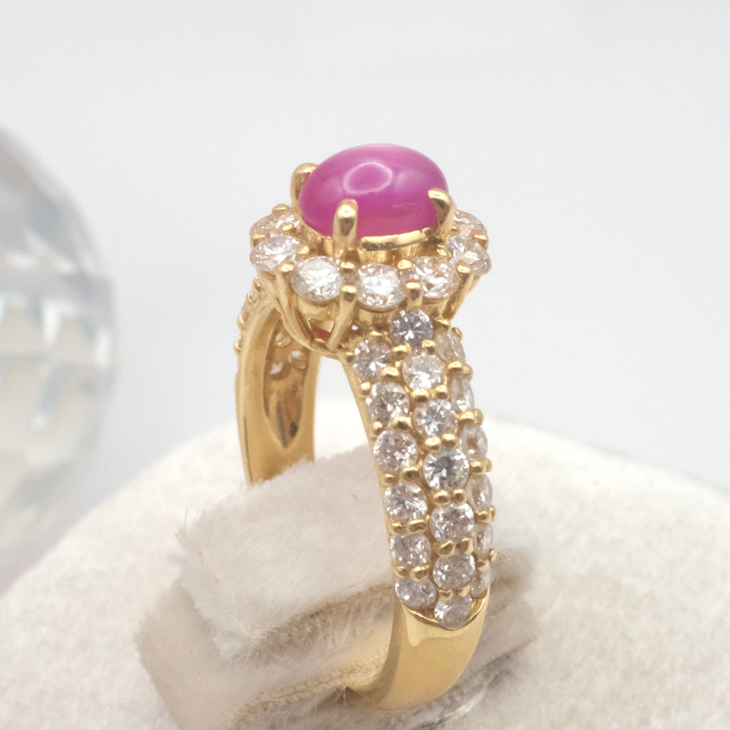 Natural Star Ruby Diamond Ring
