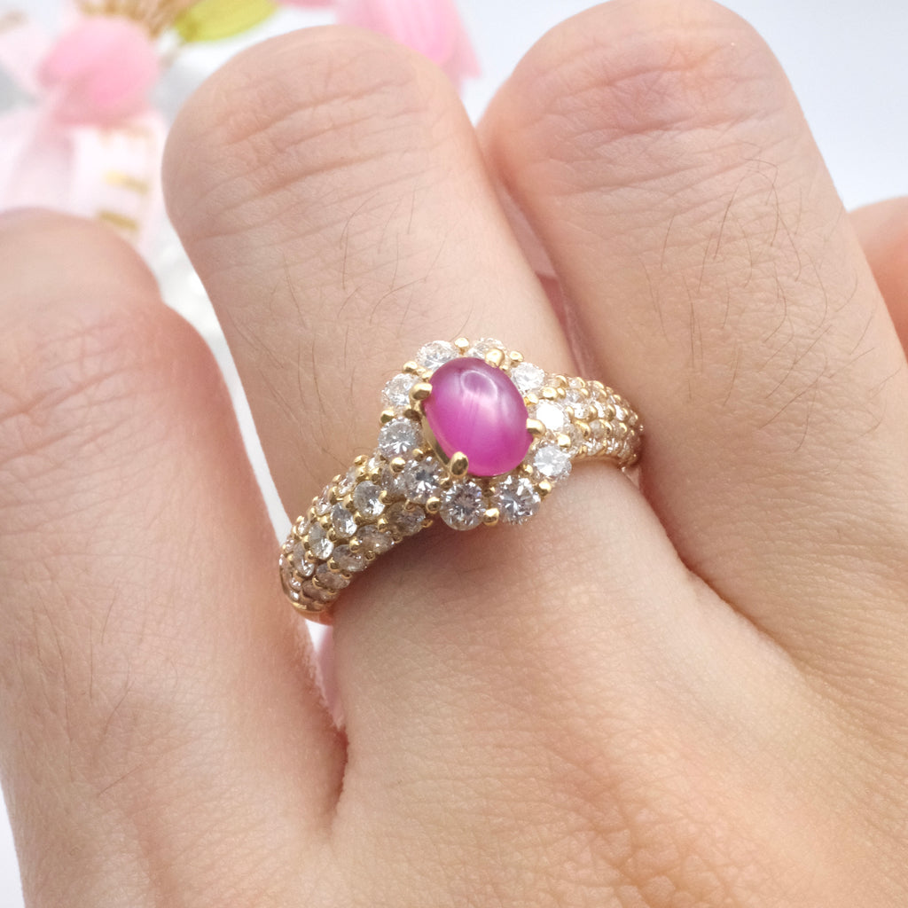 Natural Star Ruby Diamond Ring
