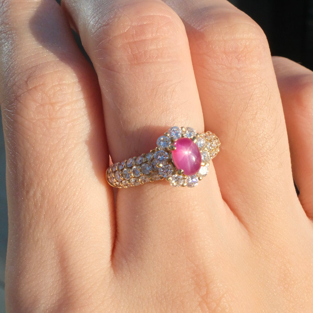 Natural Star Ruby Diamond Ring