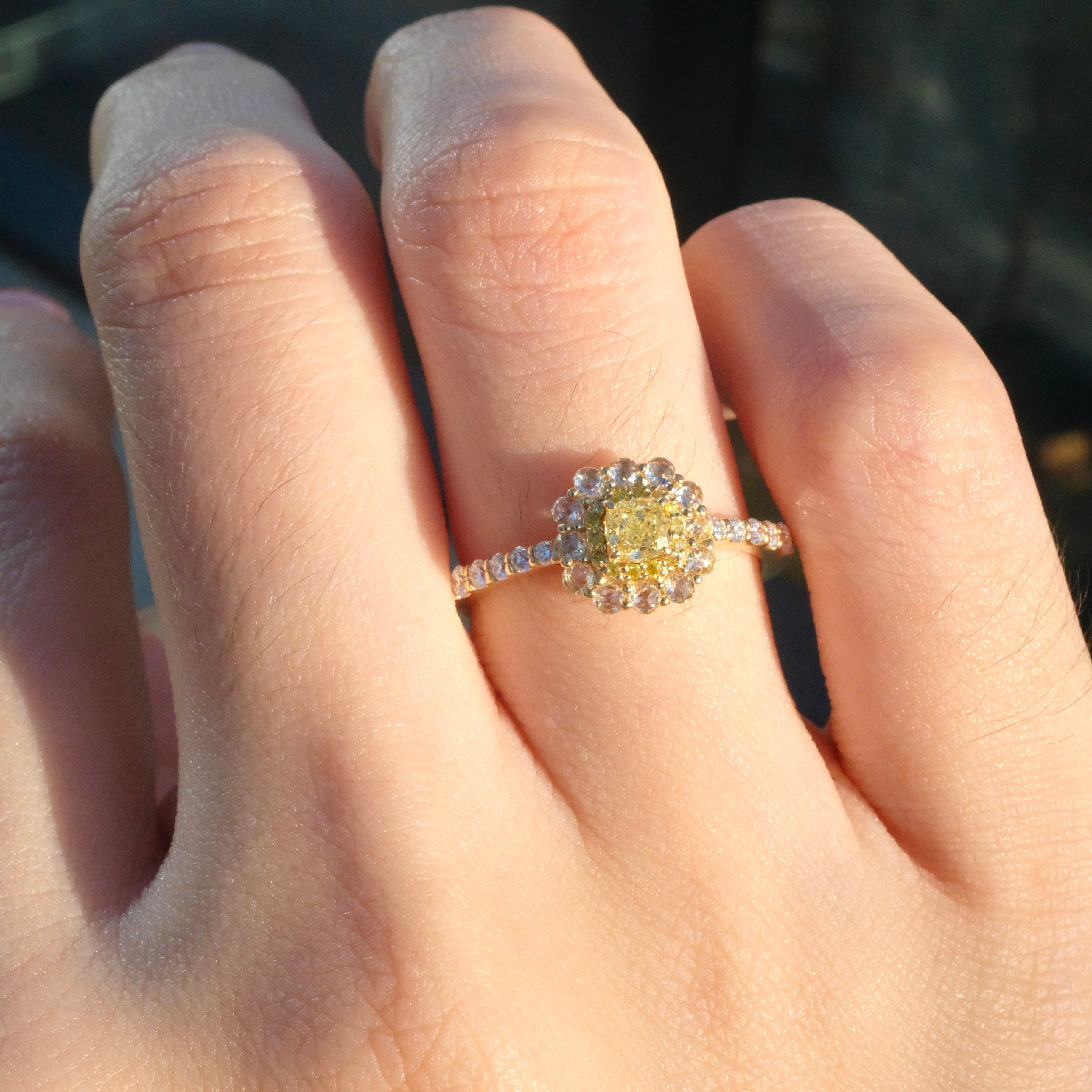 Natural Fancy Intense Yellow Diamond Ring
