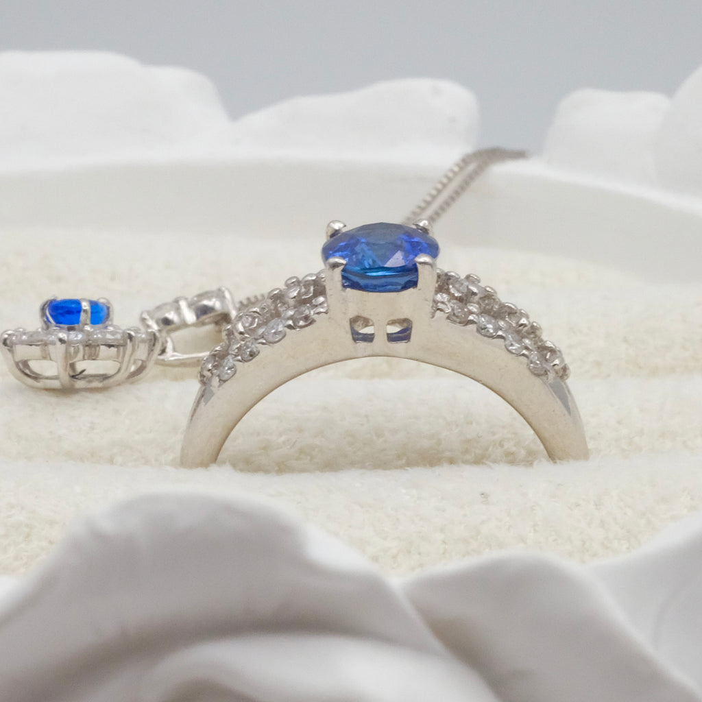 Cornflower Blue Sapphire Lace Setting Ring