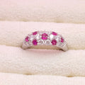 Natural Ruby Diamond Band Ring  Vintage Style Cluster Ring