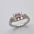 Natural Pink Diamond Engagement Ring | Three Pink Diamonds
