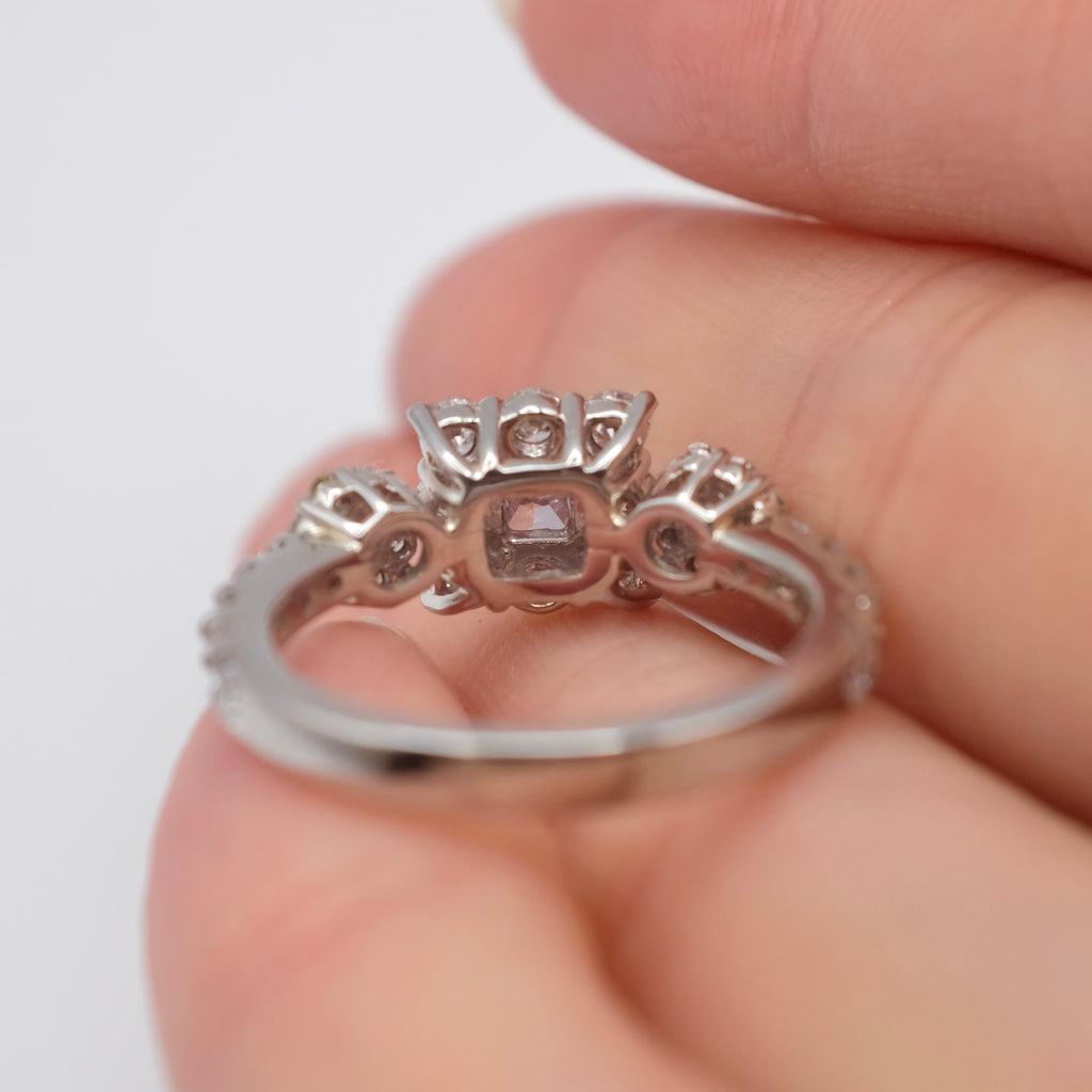 Natural Pink Diamond Engagement Ring | Three Pink Diamonds