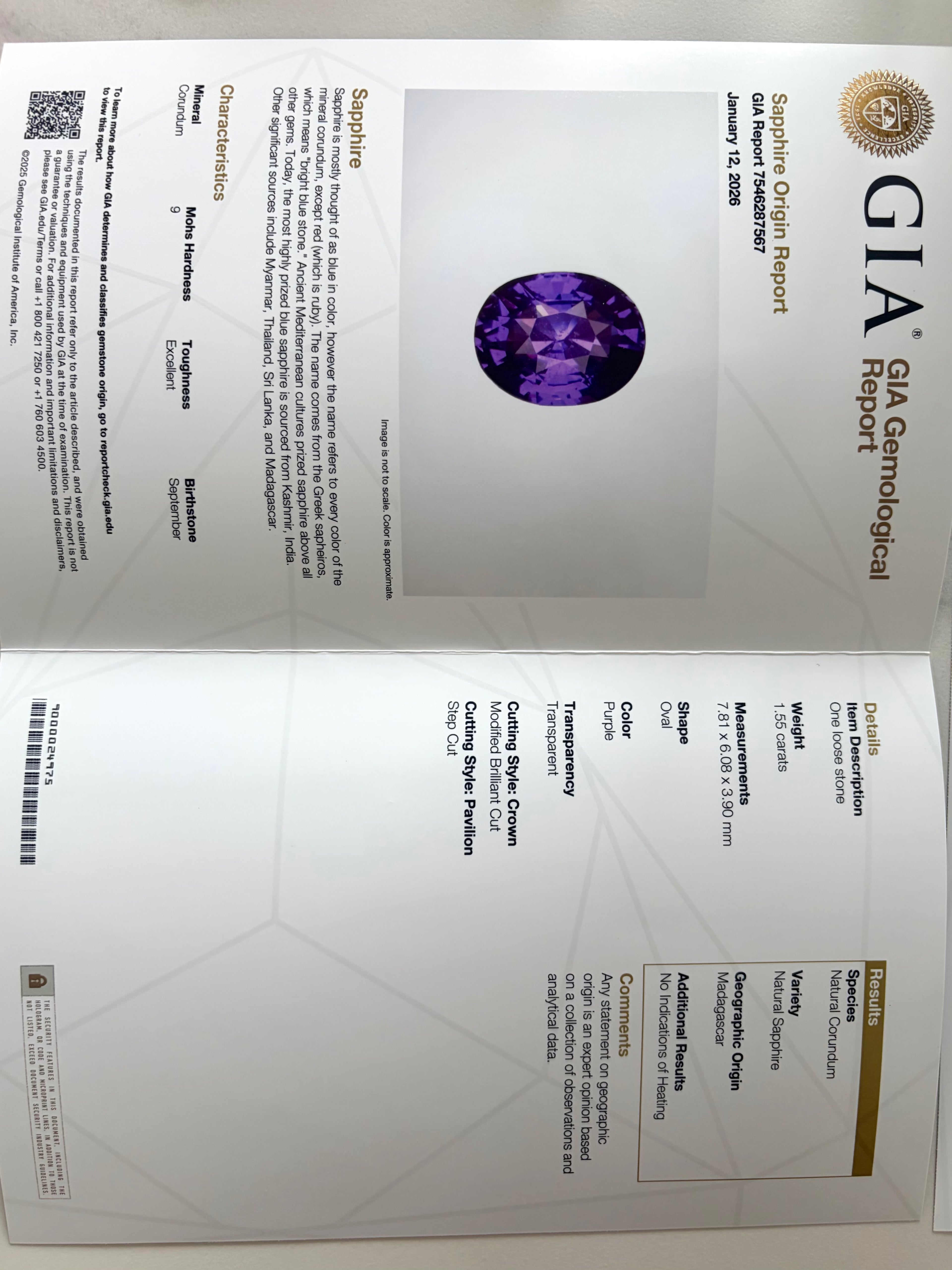 GIA Certified Unheated Natural Purple Sapphire Diamond Ring
