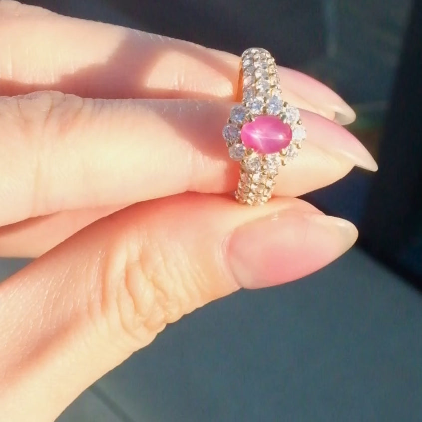 Natural Star Ruby Diamond Ring