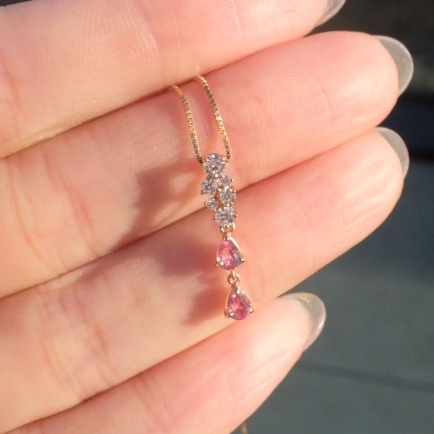 Padparadscha Diamond Pendant Necklace