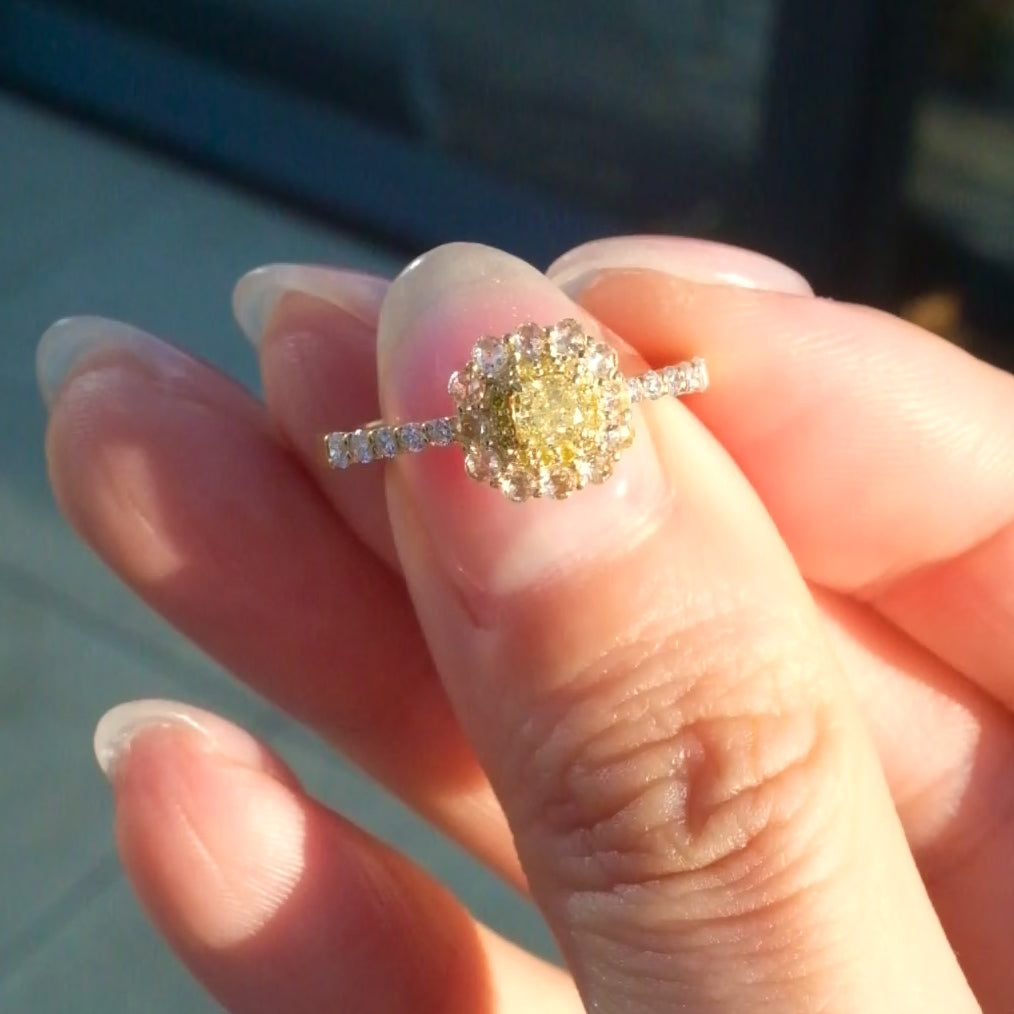 Natural Fancy Intense Yellow Diamond Ring