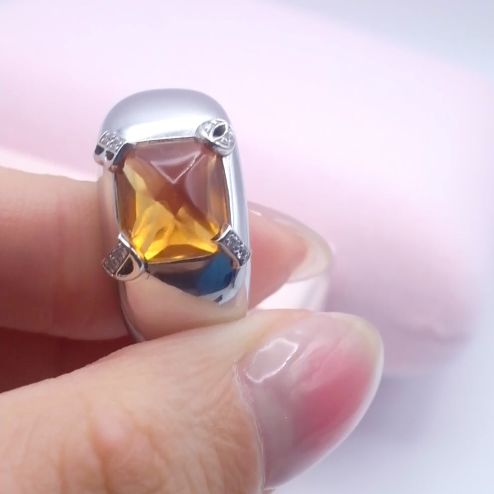 Vintage Dior Citrine Ring Sugarloaf Cut Citrine Statement Ring